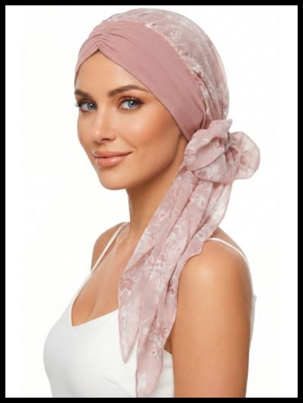 Satin Lined Chiffon Head Wrap Chemo Headwear Turban for Women